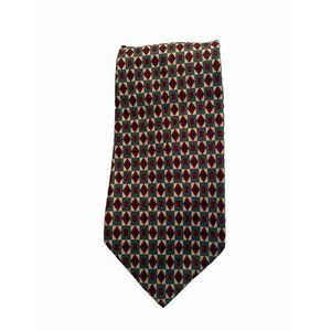 Brooks Brothers Mens Green Geo Neck Tie 100% Silk